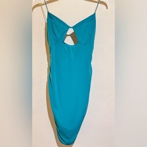 Teal Cutout Slip Dress - Women